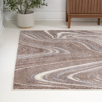 Eleni Contemporary Glam Abstract Marble Area Rug